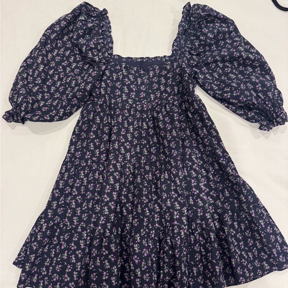 Storia Navy and Purple Floral Casual Dress
